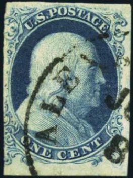 Cost of US Stamp Scott Catalog #6 - 1857 1c Franklin. Harmer-Schau Auction Galleries, Aug 2012, Sale 94, Lot 980