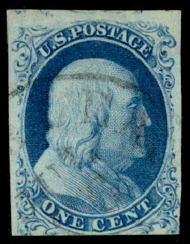 US Stamp Value Scott Catalog # 6 - 1857 1c Franklin. Daniel Kelleher Auctions, Sep 2013, Sale 639, Lot 351