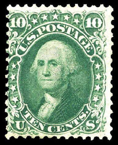 US Stamp Values Scott Cat. #62B: 1861 10c Washington. Matthew Bennett International, Mar 2012, Sale 344, Lot 4257