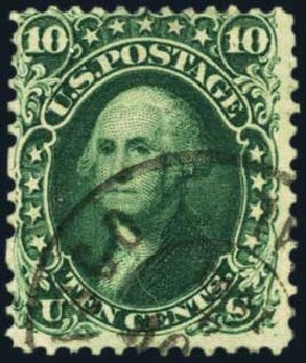 US Stamps Price Scott Catalog 62B - 1861 10c Washington. Harmer-Schau Auction Galleries, Aug 2012, Sale 94, Lot 1079
