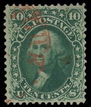 Value of US Stamp Scott Cat. 62B - 10c 1861 Washington. H.R. Harmer, May 2014, Sale 3005, Lot 1080