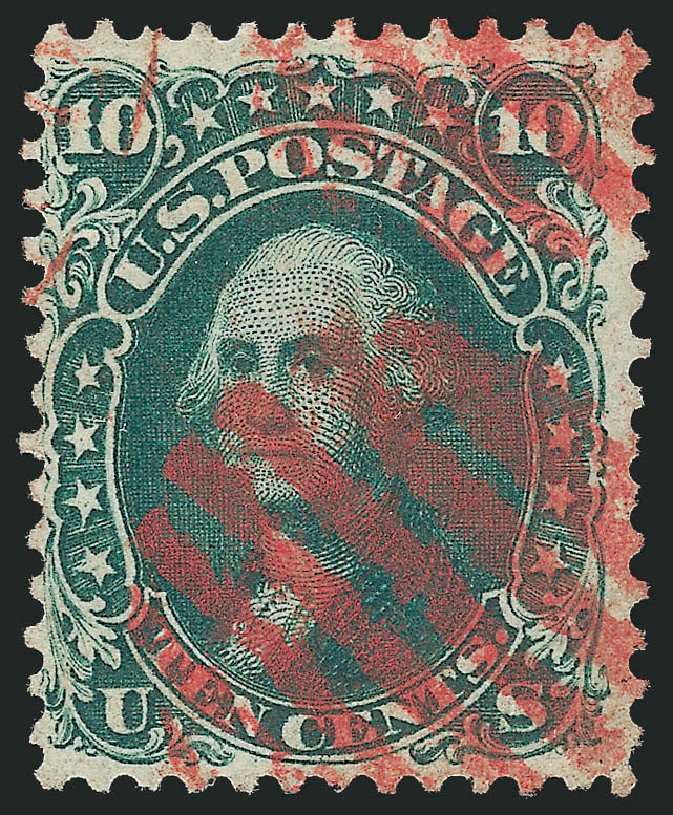 US Stamps Values Scott Catalogue 62B: 1861 10c Washington. Robert Siegel Auction Galleries, Oct 2010, Sale 997, Lot 5331