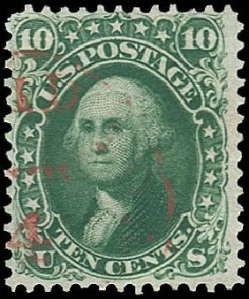 Value of US Stamp Scott Cat. 62B - 1861 10c Washington. Regency-Superior, Nov 2014, Sale 108, Lot 144
