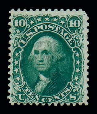 US Stamp Values Scott Catalogue #62B: 1861 10c Washington. Matthew Bennett International, Jun 2007, Sale 319, Lot 1105