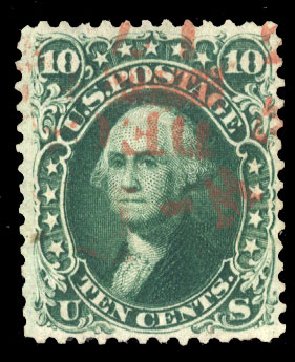 US Stamps Prices Scott Cat. #62B: 10c 1861 Washington. Cherrystone Auctions, Mar 2010, Sale 201003, Lot 55