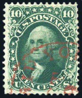 Cost of US Stamps Scott # 62B: 1861 10c Washington. Harmer-Schau Auction Galleries, Feb 2009, Sale 80, Lot 1115