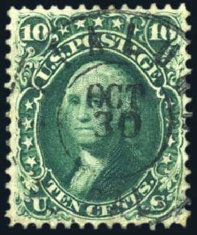 Values of US Stamps Scott # 62B - 10c 1861 Washington. Harmer-Schau Auction Galleries, Feb 2010, Sale 84, Lot 1325