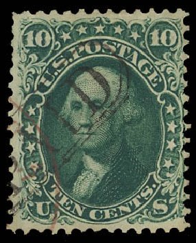 Prices of US Stamps Scott Cat. #62B: 1861 10c Washington. Daniel Kelleher Auctions, Aug 2012, Sale 631, Lot 755