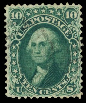 Cost of US Stamp Scott # 62B - 10c 1861 Washington. Daniel Kelleher Auctions, Oct 2014, Sale 660, Lot 2075