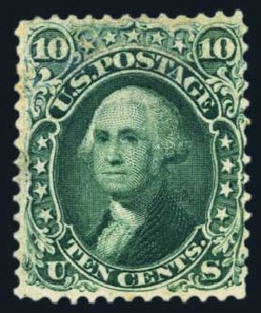 US Stamp Prices Scott #62B: 10c 1861 Washington. Harmer-Schau Auction Galleries, Aug 2014, Sale 102, Lot 1692