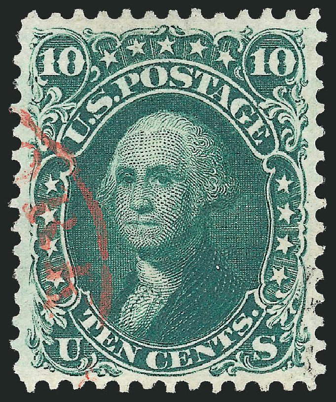 US Stamps Value Scott Catalogue #62B: 1861 10c Washington. Robert Siegel Auction Galleries, Nov 2012, Sale 1034, Lot 73