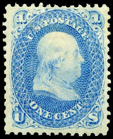 Value of US Stamp Scott Catalogue #63: 1c 1861 Franklin. Matthew Bennett International, May 2008, Sale 327, Lot 57