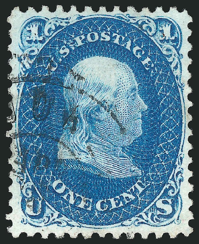 US Stamp Values Scott Catalogue 63 - 1c 1861 Franklin. Robert Siegel Auction Galleries, Apr 2015, Sale 1096, Lot 117