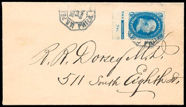 Value of US Stamp Scott Catalog 63: 1861 1c Franklin. Schuyler J. Rumsey Philatelic Auctions, Apr 2015, Sale 60, Lot 1528