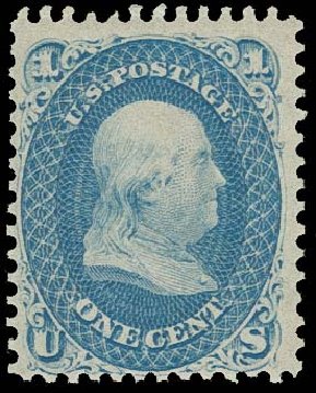 Price of US Stamp Scott Catalog #63: 1c 1861 Franklin. H.R. Harmer, Oct 2014, Sale 3006, Lot 1089