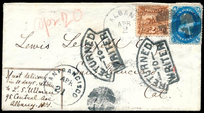 Value of US Stamp Scott Cat. 63 - 1c 1861 Franklin. Schuyler J. Rumsey Philatelic Auctions, Apr 2015, Sale 60, Lot 1559