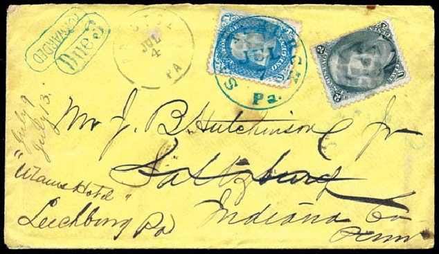 US Stamp Prices Scott Catalogue 63 - 1c 1861 Franklin. Schuyler J. Rumsey Philatelic Auctions, Apr 2015, Sale 60, Lot 1639