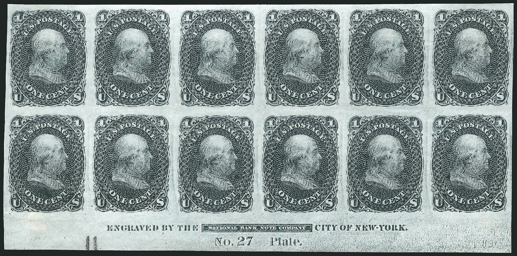US Stamps Price Scott Catalogue #63 - 1c 1861 Franklin. Robert Siegel Auction Galleries, Mar 2013, Sale 1040, Lot 1029