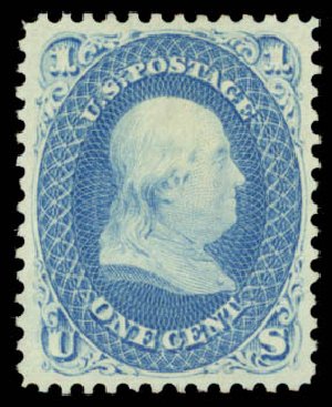Cost of US Stamps Scott Cat. #63 - 1861 1c Franklin. Daniel Kelleher Auctions, Jan 2015, Sale 663, Lot 1290