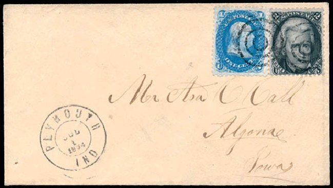 Value of US Stamp Scott Catalogue 63 - 1861 1c Franklin. Schuyler J. Rumsey Philatelic Auctions, Apr 2015, Sale 60, Lot 1620