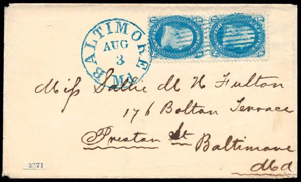 US Stamp Values Scott Cat. #63: 1861 1c Franklin. Schuyler J. Rumsey Philatelic Auctions, Apr 2015, Sale 60, Lot 1650