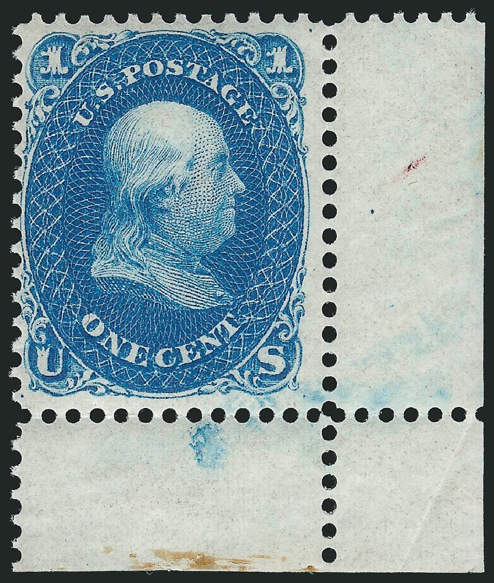 US Stamps Value Scott Cat. # 63: 1c 1861 Franklin. Robert Siegel Auction Galleries, Apr 2014, Sale 1068, Lot 70