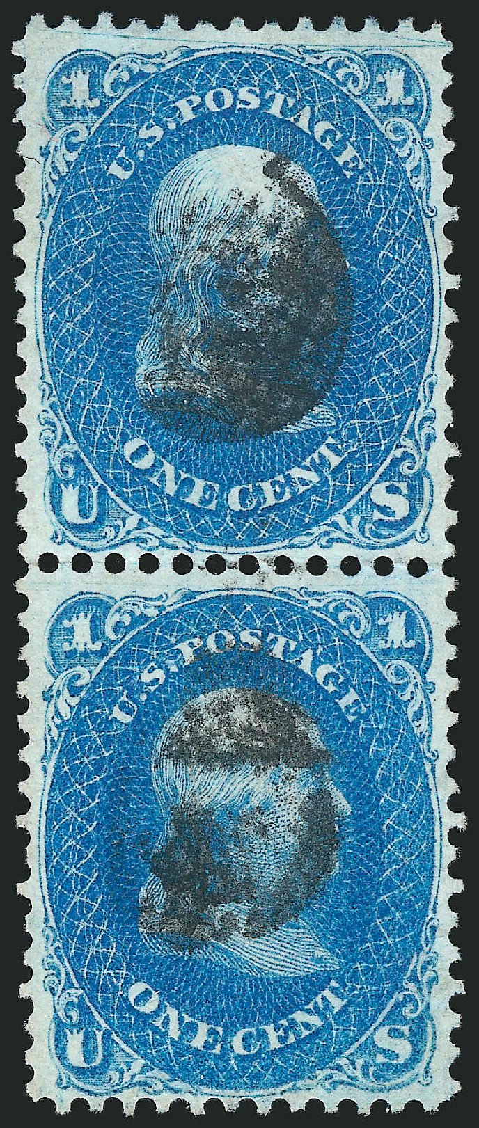 Value of US Stamp Scott Catalogue # 63 - 1861 1c Franklin. Robert Siegel Auction Galleries, Apr 2014, Sale 1068, Lot 80