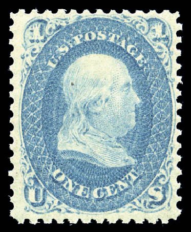 US Stamp Price Scott Catalogue 63 - 1861 1c Franklin. Matthew Bennett International, Sep 2010, Sale 333, Lot 3421