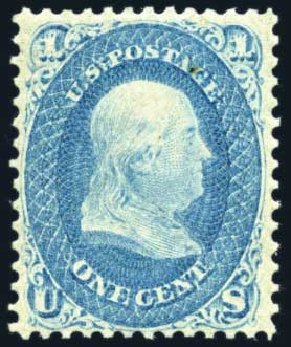 Value of US Stamp Scott Cat. 63 - 1c 1861 Franklin. Harmer-Schau Auction Galleries, Jun 2008, Sale 78, Lot 1301