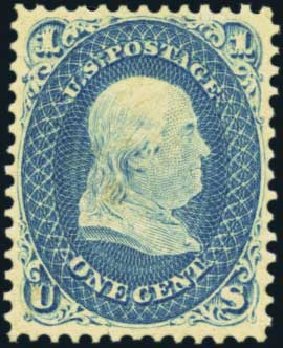 Price of US Stamps Scott 63: 1861 1c Franklin. Harmer-Schau Auction Galleries, Aug 2012, Sale 94, Lot 1081