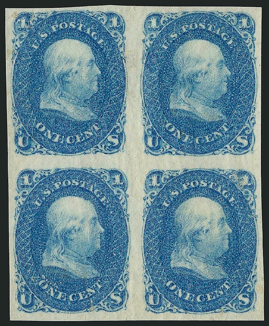 Costs of US Stamp Scott Catalog 63 - 1c 1861 Franklin. Robert Siegel Auction Galleries, Oct 2014, Sale 1082, Lot 71