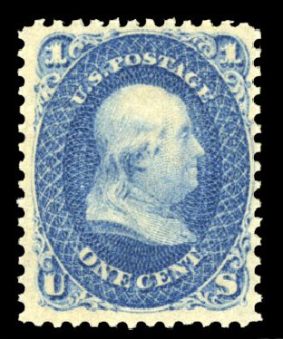 US Stamp Price Scott Catalogue 63 - 1c 1861 Franklin. Cherrystone Auctions, Jul 2013, Sale 201307, Lot 14