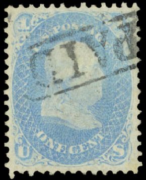 US Stamps Prices Scott Catalogue #63: 1c 1861 Franklin. Daniel Kelleher Auctions, May 2014, Sale 652, Lot 144
