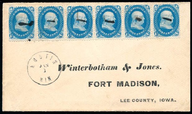 US Stamps Price Scott Catalogue #63: 1861 1c Franklin. Schuyler J. Rumsey Philatelic Auctions, Apr 2015, Sale 60, Lot 1624