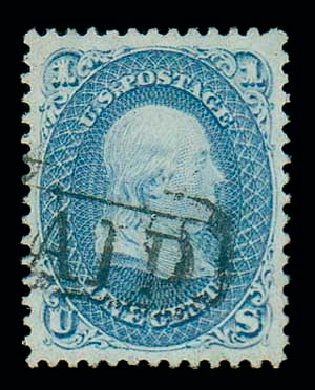 Value of US Stamps Scott # 63 - 1861 1c Franklin. Matthew Bennett International, Dec 2007, Sale 325, Lot 1505