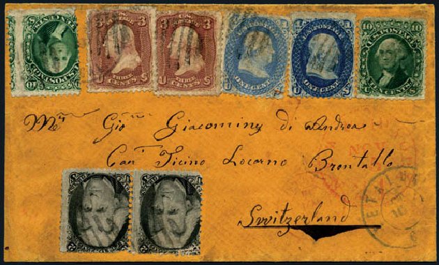 Prices of US Stamps Scott Cat. 63 - 1861 1c Franklin. Harmer-Schau Auction Galleries, Aug 2014, Sale 102, Lot 1695