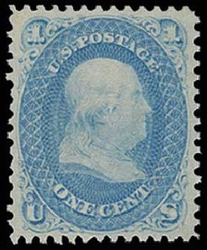 Cost of US Stamp Scott Catalog #63 - 1861 1c Franklin. H.R. Harmer, Jun 2013, Sale 3003, Lot 1065