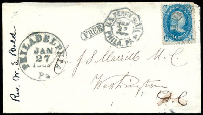 Values of US Stamps Scott Catalogue 63: 1861 1c Franklin. Schuyler J. Rumsey Philatelic Auctions, Apr 2015, Sale 60, Lot 1785