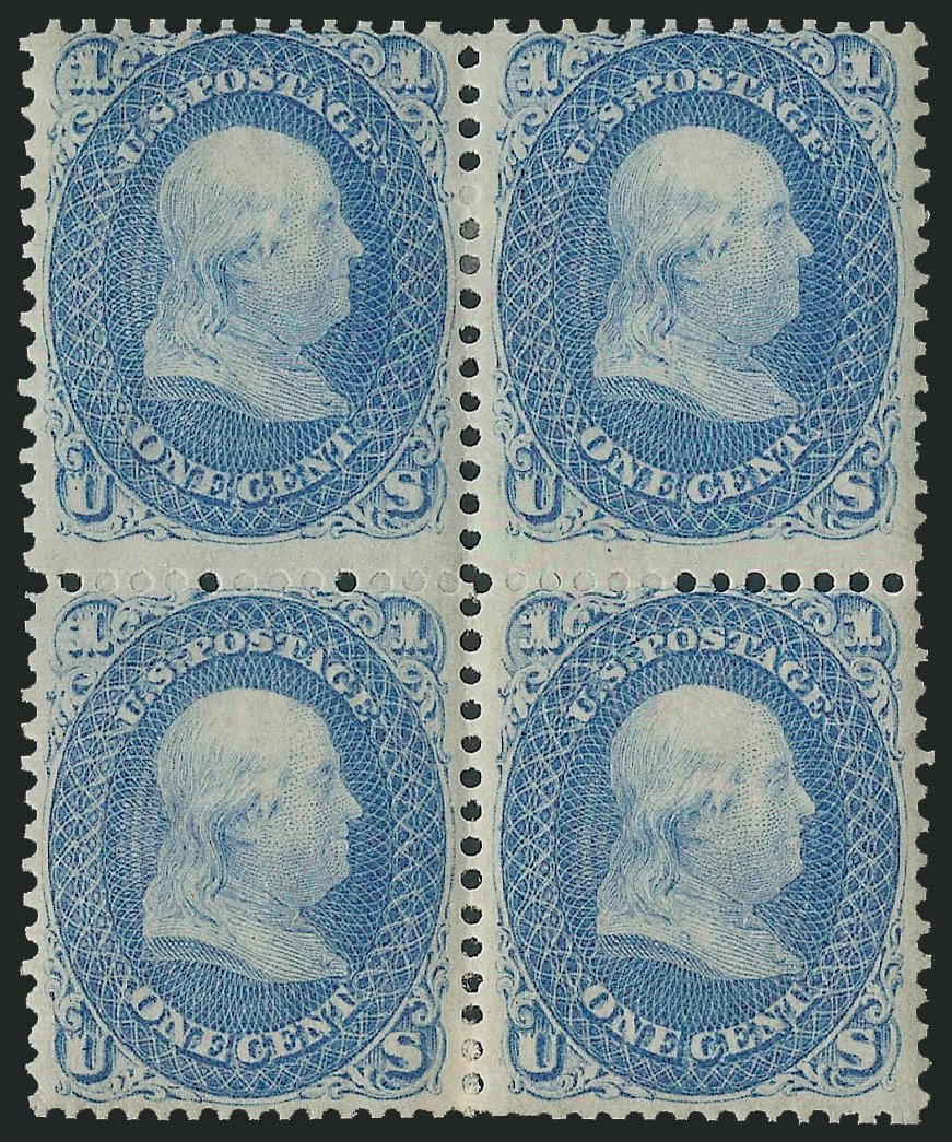 US Stamp Values Scott Catalogue 63: 1861 1c Franklin. Robert Siegel Auction Galleries, Oct 2011, Sale 1014, Lot 1165