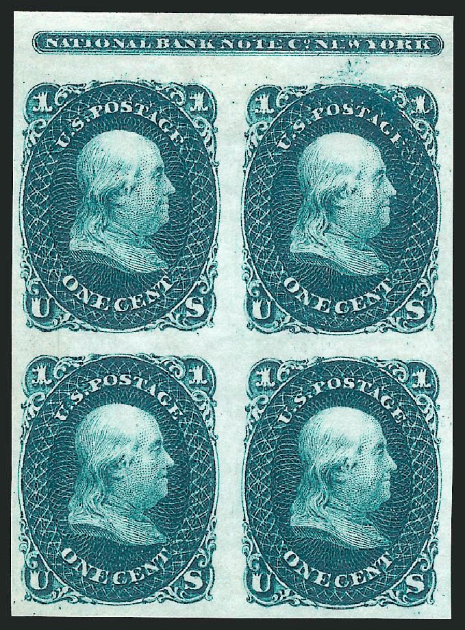 Value of US Stamp Scott Cat. 63 - 1c 1861 Franklin. Robert Siegel Auction Galleries, Dec 2012, Sale 1037, Lot 1105