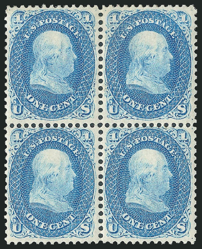Values of US Stamps Scott Catalog 63: 1c 1861 Franklin. Robert Siegel Auction Galleries, Jul 2013, Sale 1050, Lot 185