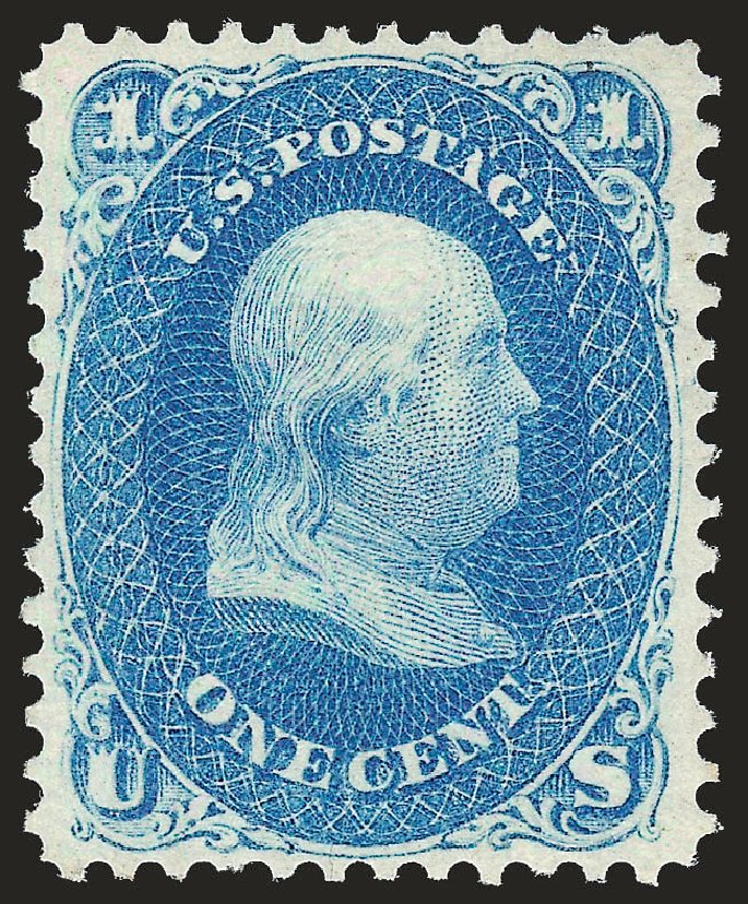 Prices of US Stamps Scott Cat. 63 - 1861 1c Franklin. Robert Siegel Auction Galleries, Jun 2009, Sale 975, Lot 1245