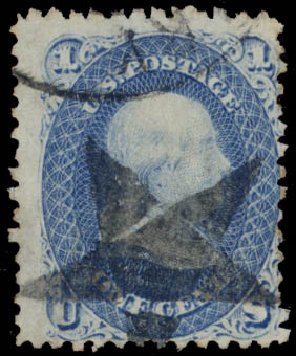 US Stamps Values Scott Catalog # 63: 1c 1861 Franklin. Daniel Kelleher Auctions, May 2015, Sale 669, Lot 2492