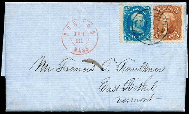 Cost of US Stamp Scott #63 - 1861 1c Franklin. Schuyler J. Rumsey Philatelic Auctions, Apr 2015, Sale 60, Lot 1612