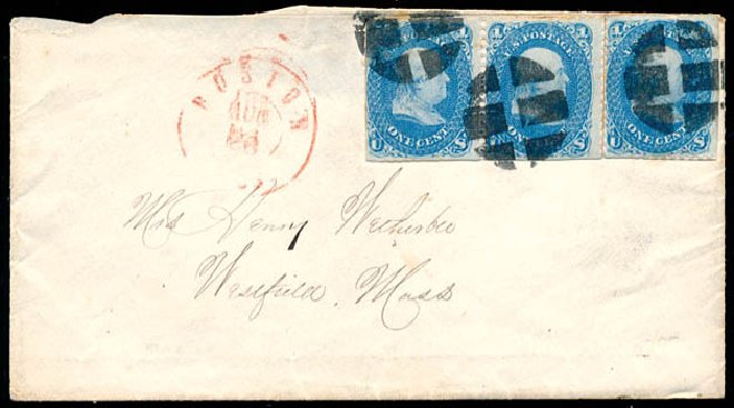 US Stamp Value Scott Catalogue 63: 1861 1c Franklin. Schuyler J. Rumsey Philatelic Auctions, Apr 2015, Sale 60, Lot 1642