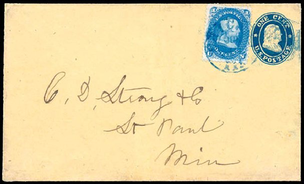 Values of US Stamp Scott Catalog 63: 1861 1c Franklin. Schuyler J. Rumsey Philatelic Auctions, Apr 2015, Sale 60, Lot 1802
