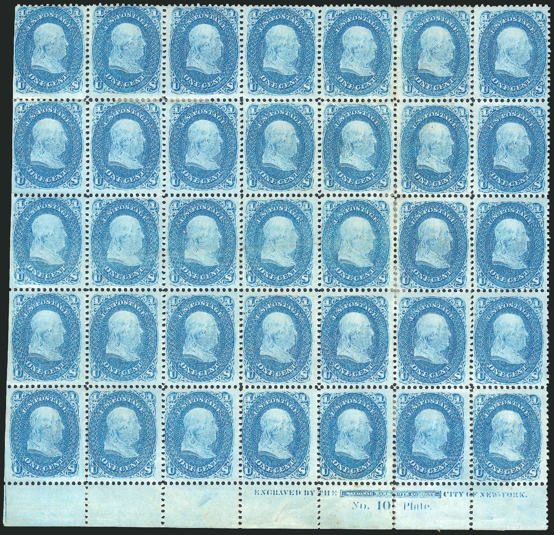 US Stamps Values Scott Catalog #63: 1861 1c Franklin. Robert Siegel Auction Galleries, Mar 2012, Sale 1021, Lot 212