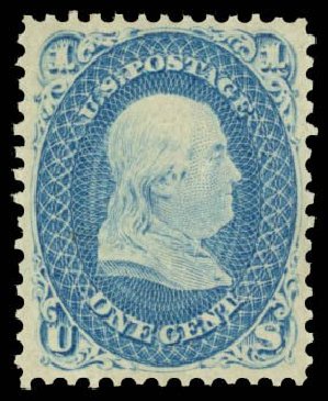 US Stamps Price Scott # 63: 1c 1861 Franklin. Daniel Kelleher Auctions, Dec 2014, Sale 661, Lot 83