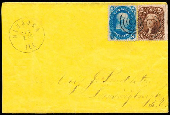 US Stamps Value Scott #63: 1861 1c Franklin. Schuyler J. Rumsey Philatelic Auctions, Apr 2015, Sale 60, Lot 1613