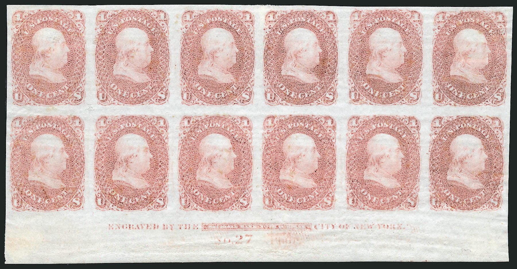 US Stamps Value Scott # 63: 1c 1861 Franklin. Robert Siegel Auction Galleries, Dec 2012, Sale 1037, Lot 1103